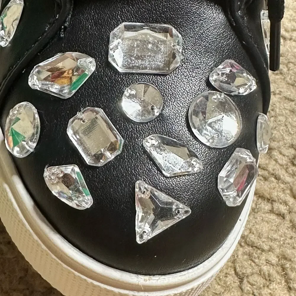 LAUREN LORRAINE NEW IN BOX HILANA BLACK EMBELLISHED HIGH TOP SNEAKERS Size 5.5 - Picture 8 of 15